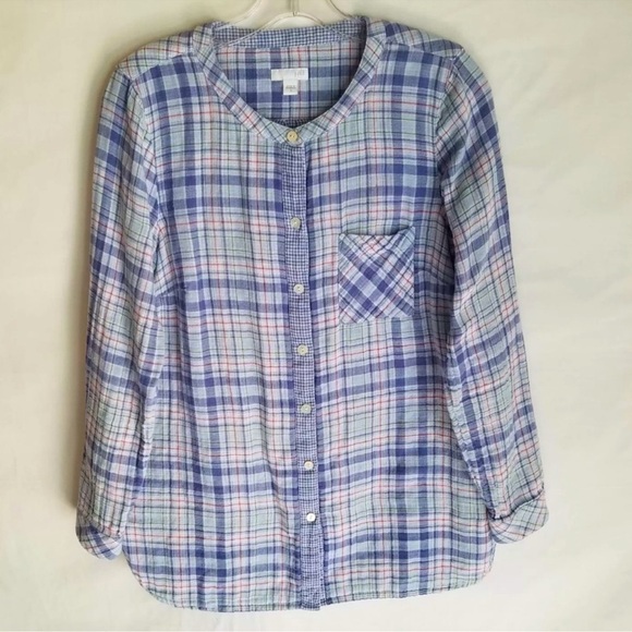J. Jill Tops - Large petite J. Jill Blue Plaid Button Front Soft Gauze
Long Sleeves